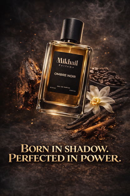 Ombre Noir Intense by Mikhail | 100ML| EDP Leather Fragrance. Picture portrays the notes used. 