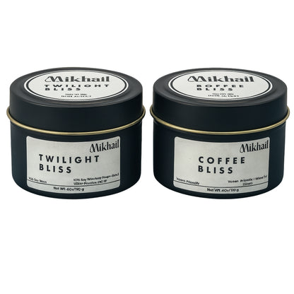 Twilight & Coffee Bliss natural soy wax candles by Mikhail. Handmade in UAE/Dubai  