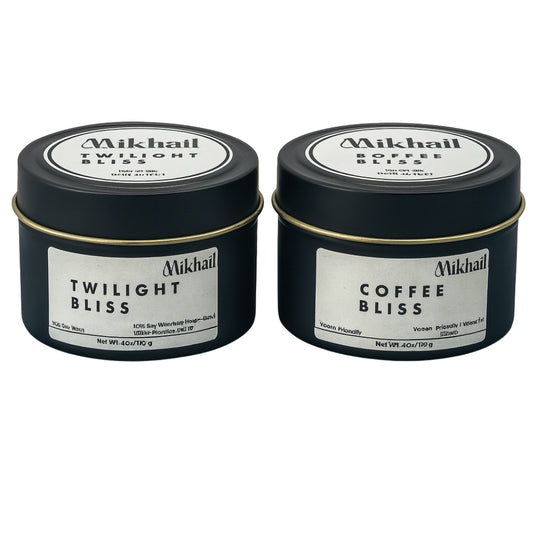Twilight & Coffee Bliss natural soy wax candles by Mikhail. Handmade in UAE/Dubai  