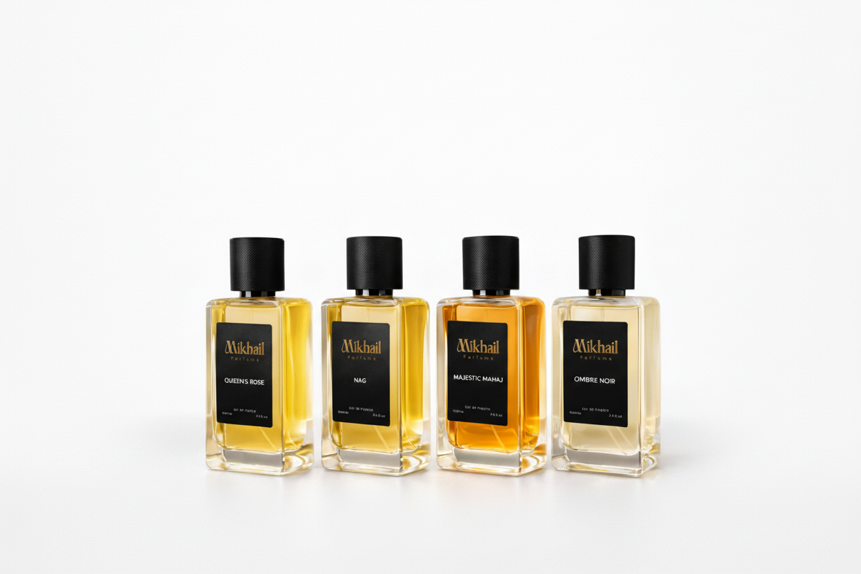 Mikhail Signature Luxury Combo Pack
Ombre Noir Intense | N48 | Queen’s Rose | Majestic Mahaj

Step into a world where every fragrance tells a story—of power, elegance, mystery, and timeless allure. This exclusive Mikhail Combo Pack brings together four of the brand’s most iconic creations, crafted for those who appreciate depth, sophistication, and long-lasting luxury. Each scent is a unique expression, yet together they form a complete olfactory wardrobe—perfect for every mood, moment, and identity.

🌑 Om