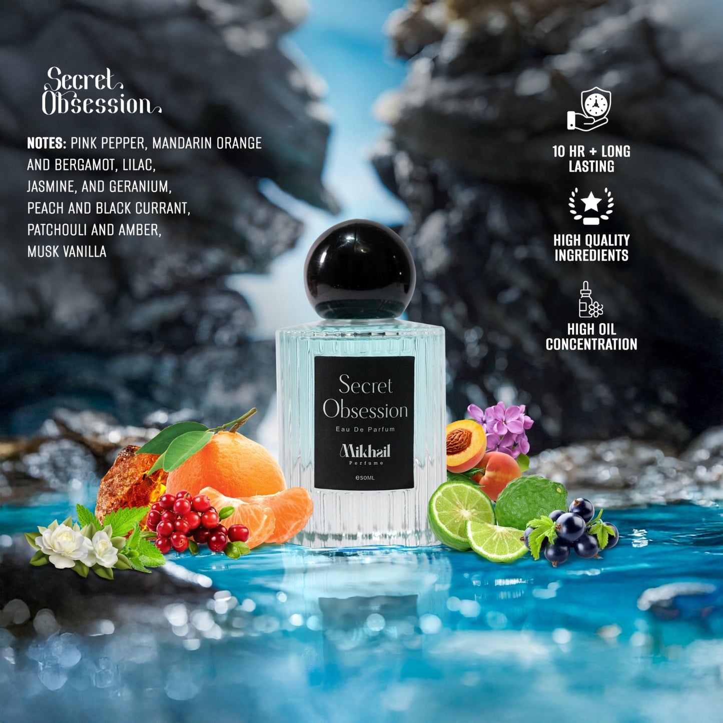 Secret Obsession by Mikhail | 50 ML | Unisex Perfume – Spicy Floral Eau de Parfum | Made in DUBAI, UAE