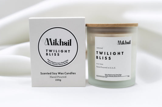 Twilight Bliss Natural Soy Wax Scented Candle by Mikhail | 220g