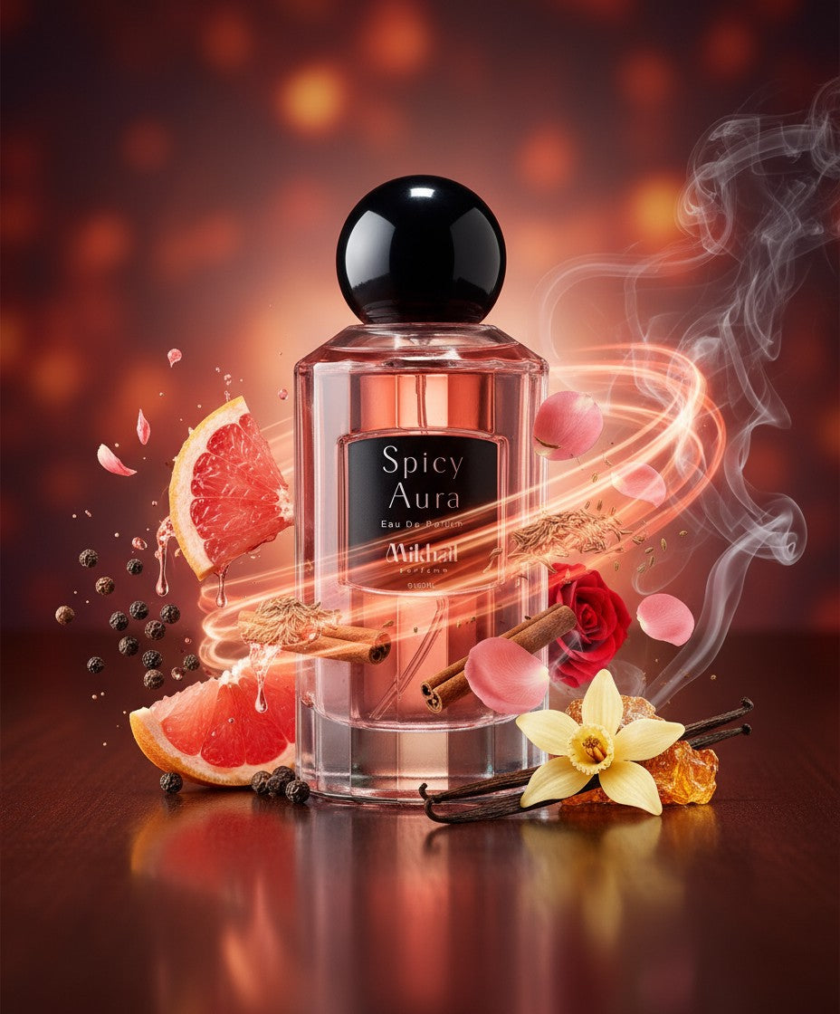 Spicy Aura by Mikhail | EDP | 100 ML | Long Lasting | A Bold & Captivating Feminine Fragrance made in UAE