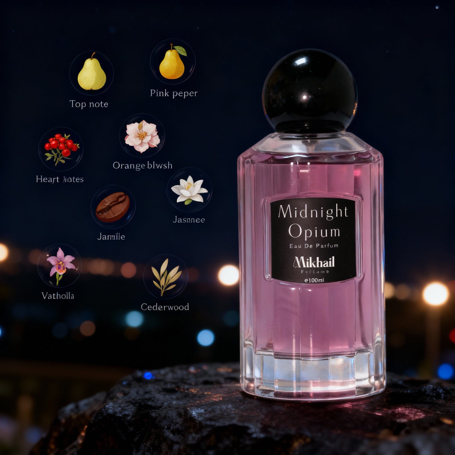 Midnight Opium by Mikhail | for Women | Long-Lasting Eau de Parfum | Sweet & Spicy Fragrance made in UAE